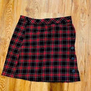 Plaid skirt with buttons up the side
